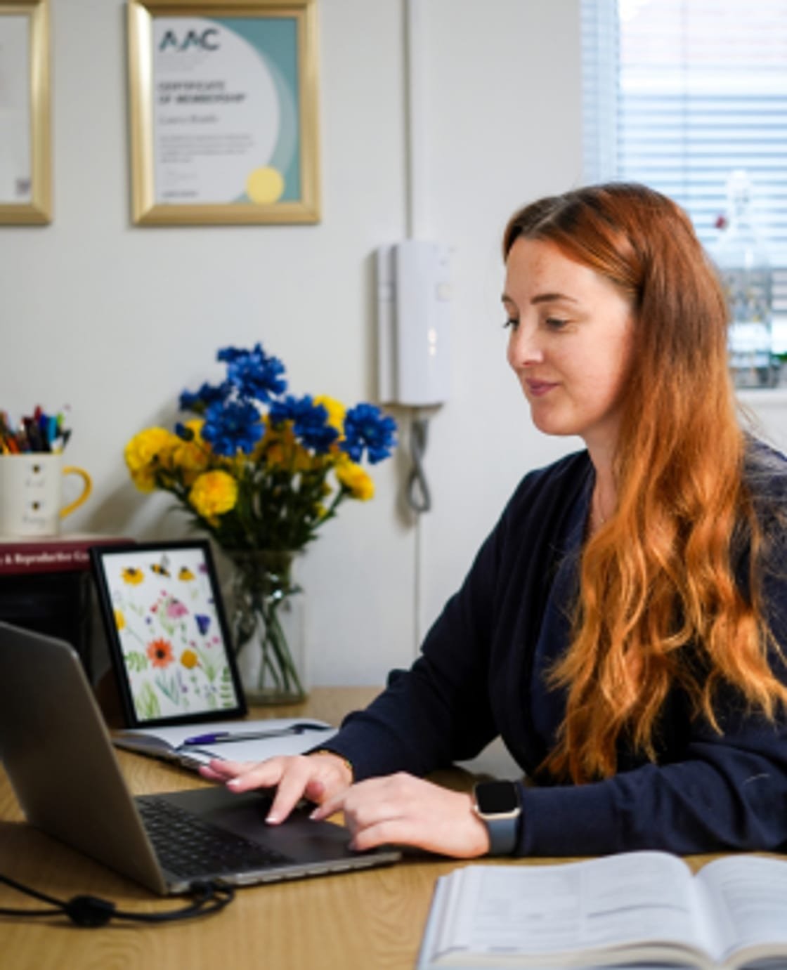 Laura Biddle in her acupuncture clinic in Boldmere, Sutton Coldfield